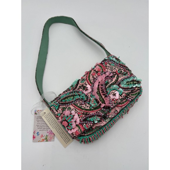 Marshall Handbags - Made in India Hand Beaded Paisley Bag Floral Sequin Embellished Boho  Purse